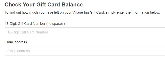 Village Inn Gift Card Balance Check